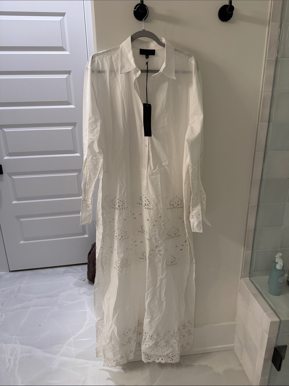 NWT Nili Lotan Louanne white embroidered long poplin dress $850 size L $670 off - Picture 7 of 10